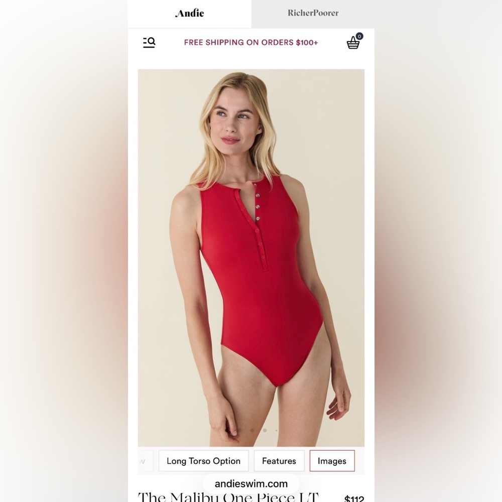 Andie Red Women's One Piece Swimsuit Tall